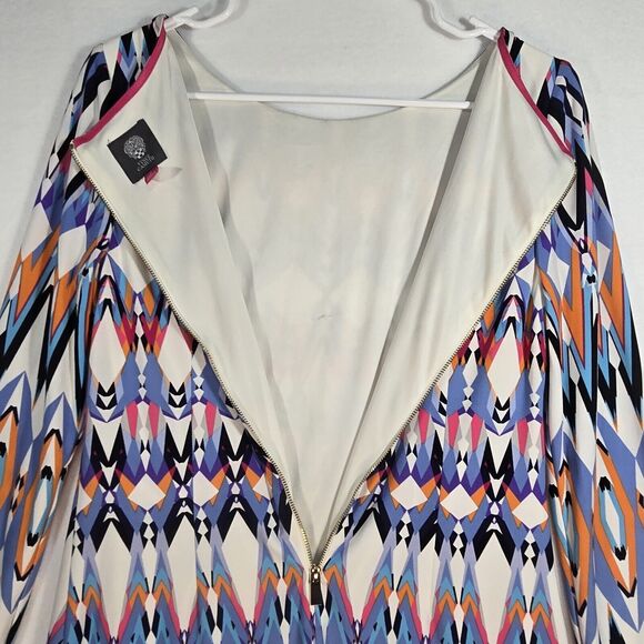 Vince Camuto Multicolor Blue Pink Orange Stretch Sheath Long Sleeve Dress Size 8 - Picture 6 of 14